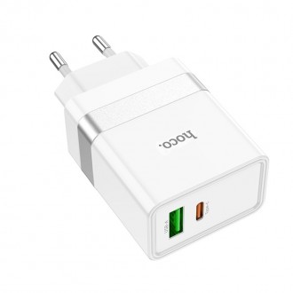 Pakrovėjas - Įkroviklis Hoco N21 USB-A / Type-C PD30W+QC3.0 baltas