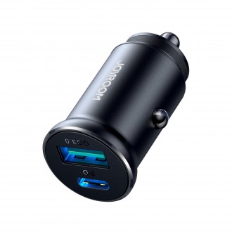 Automobilinis įkroviklis Joyroom JR-CCN05 USB-C / USB-A 30W juodas