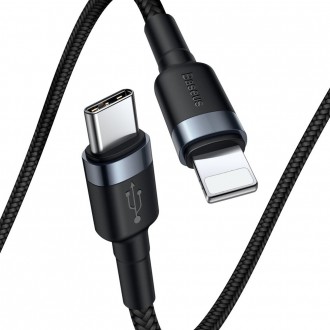 USB kabelis Baseus Cafule PD20W Type-C to Lightning 1.0m pilkas-juodas CATLKLF-G1