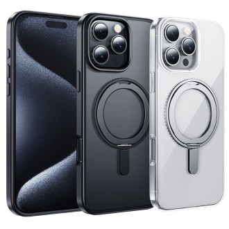 Skaidrus matinis dėklas/stovas "Hoco Magnetic Stand 2in1" telefonui Apple iPhone 16 