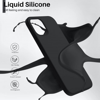 Juodos spalvos dėklas "Liquid Silicone 1.5mm" telefonui iPhone 14 Pro Max