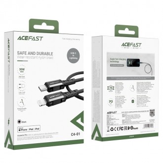 USB kabelis Acefast C4-01 MFi PD30W USB-C to Lightning 1.8m juodas