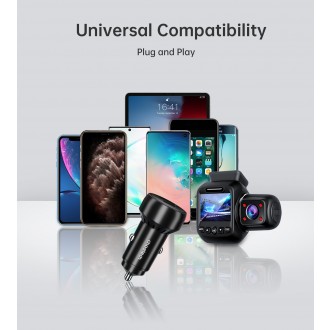 Automobilinis įkroviklis Choetech TC0014 USB-C / USB-A 60W juodas