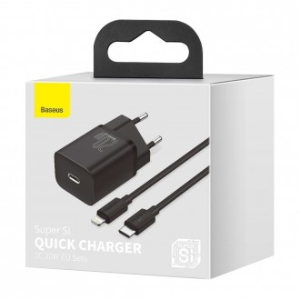 Pakrovėjas - Įkroviklis Baseus Super Si 20W + Lightning 1.0m juodas TZCCSUP-B01