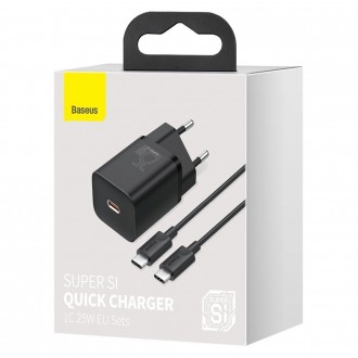 Pakrovėjas - Įkroviklis Baseus Super Si 25W + Type-C 1.0m juodas TZCCSUP-L01