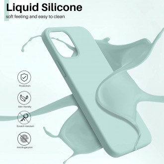 Mėtos spalvos silikoninis dėklas "Liquid Silicone" 1.5mm telefonui  Apple iPhone 12 / 12 Pro 