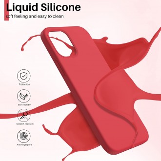 Raudonos spalvos silikoninis dėklas Apple iPhone 12 / 12 Pro telefonui "Liquid Silicone" 1.5mm
