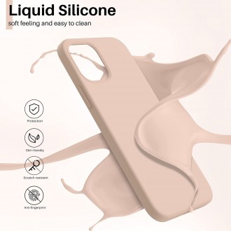 Rožinės spalvos silikoninis dėklas "Liquid Silicone" 1.5mm telefonui Apple iPhone 12 / 12 Pro 