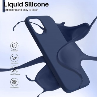 Tamsiai mėlynos spalvos silikoninis dėklas Apple iPhone 12 / 12 Pro telefonui "Liquid Silicone" 1.5mm