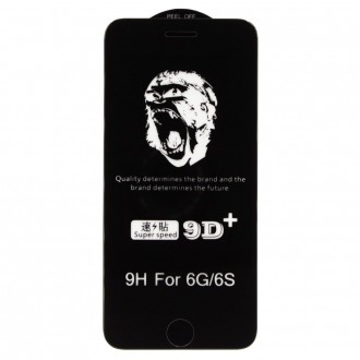 Juodais apvadais apsauginis grūdintas stiklas Apple iPhone 6 / 6s telefonui "9D Gorilla "