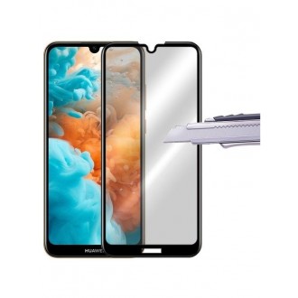 Juodas apsauginis stikliukas "5D Full Glue" Huawei Y6 2019 / Y6 Pro 2019 telefonui