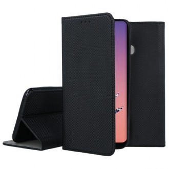 Juodas atverčiamas dėklas Samsung Galaxy A21 telefonui "Smart Book Magnet"