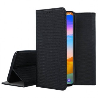 Juodos spalvos atverčiamas dėklas LG Velvet telefonui "Smart Magnet"