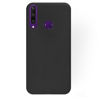 Juodos spalvos silikoninis dėklas Huawei Y6P telefonui "Rubber TPU"