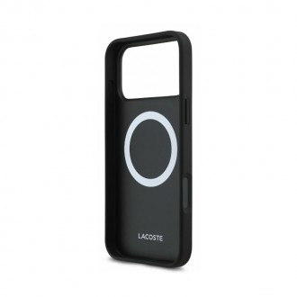 Dėklas Lacoste PVC Petit Pique Semi Wrap Embossed MagSafe Apple iPhone 18 Pro juodas