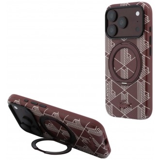 Dėklas Lacoste PVC Semi Wrap Blend Ring Stand MagSafe telefonui Apple iPhone 18 Pro tamsiai raudonas