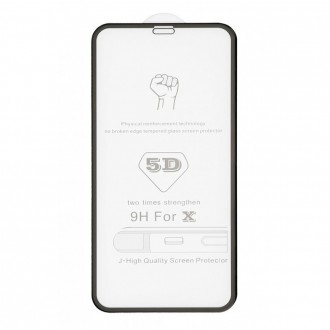 LCD apsauginis stikliukas 5D Full Glue telefonui Samsung G985 S20 Plus / S11 lenktas juodais krašteliais (be išpjovimo piršto antspaudui)