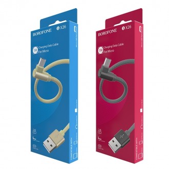 Metalinis pilkas USB kabelis Borofone BX26 microUSB 1.0m