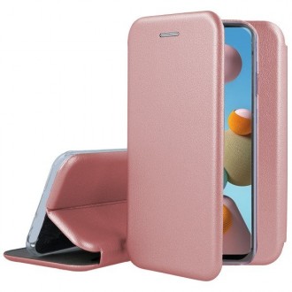 Rožinis-auksinis atverčiamas dėklas Samsung Galaxy A32 telefonui "Book Elegance"
