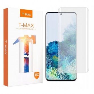 Skaidrus apsauginis grūdintas stiklas "T-Max UV Glass" Samsung Galaxy S20 telefonui (Su UV lempa)