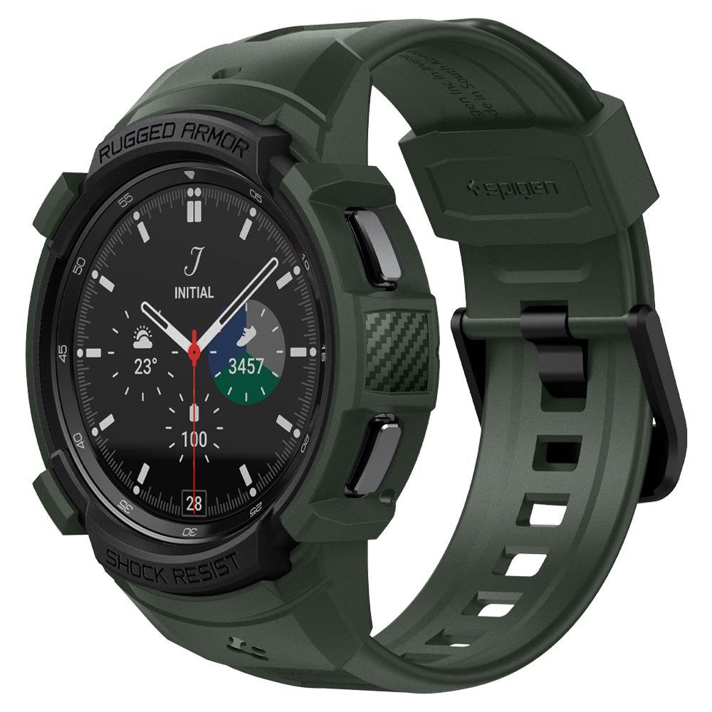 Žalia sportinio stiliaus apyrankė "Spigen Rugged Armor Pro" laikrodžiui Galaxy Watch 4 Classic 46 MM