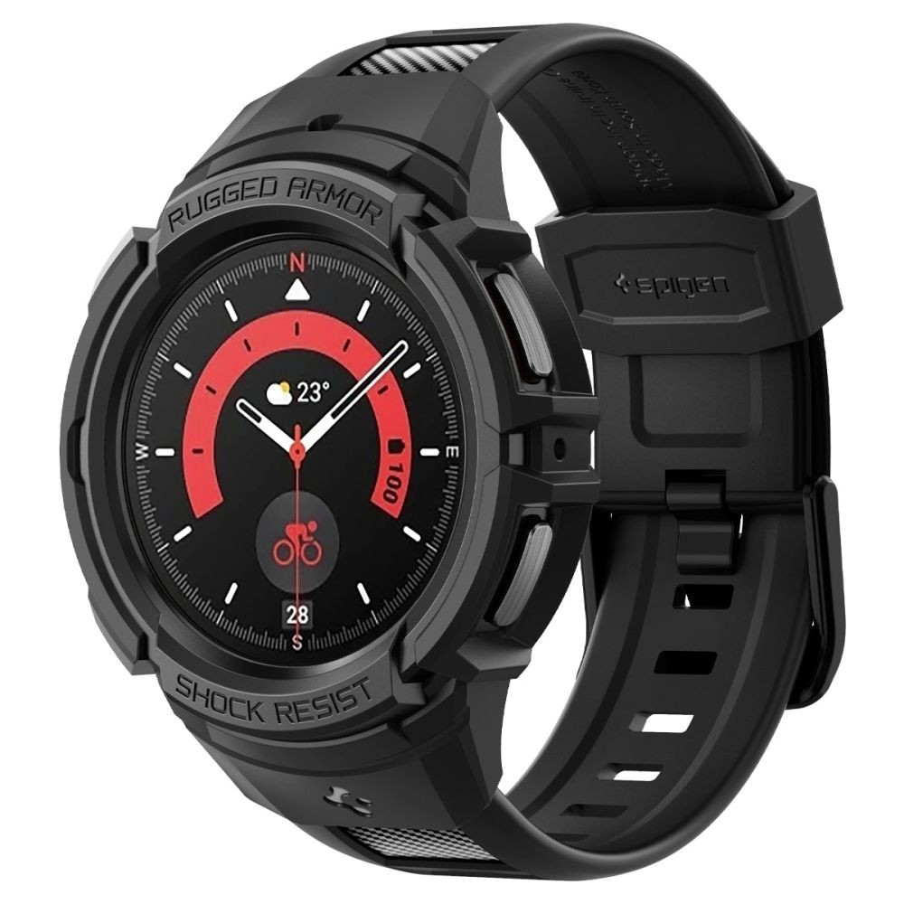 Juoda sportinio stiliaus apyrankė "Spigen Rugged Armor Pro" laikrodžiui Galaxy Watch 5 Pro (45 MM) 