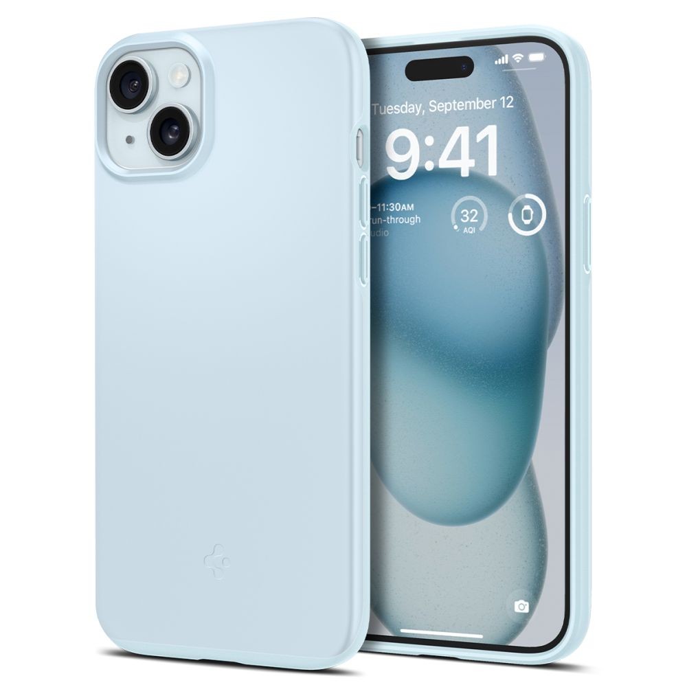 Šviesiai mėlynas dėklas "Spigen Thin Fit" telefonui iPhone 15 