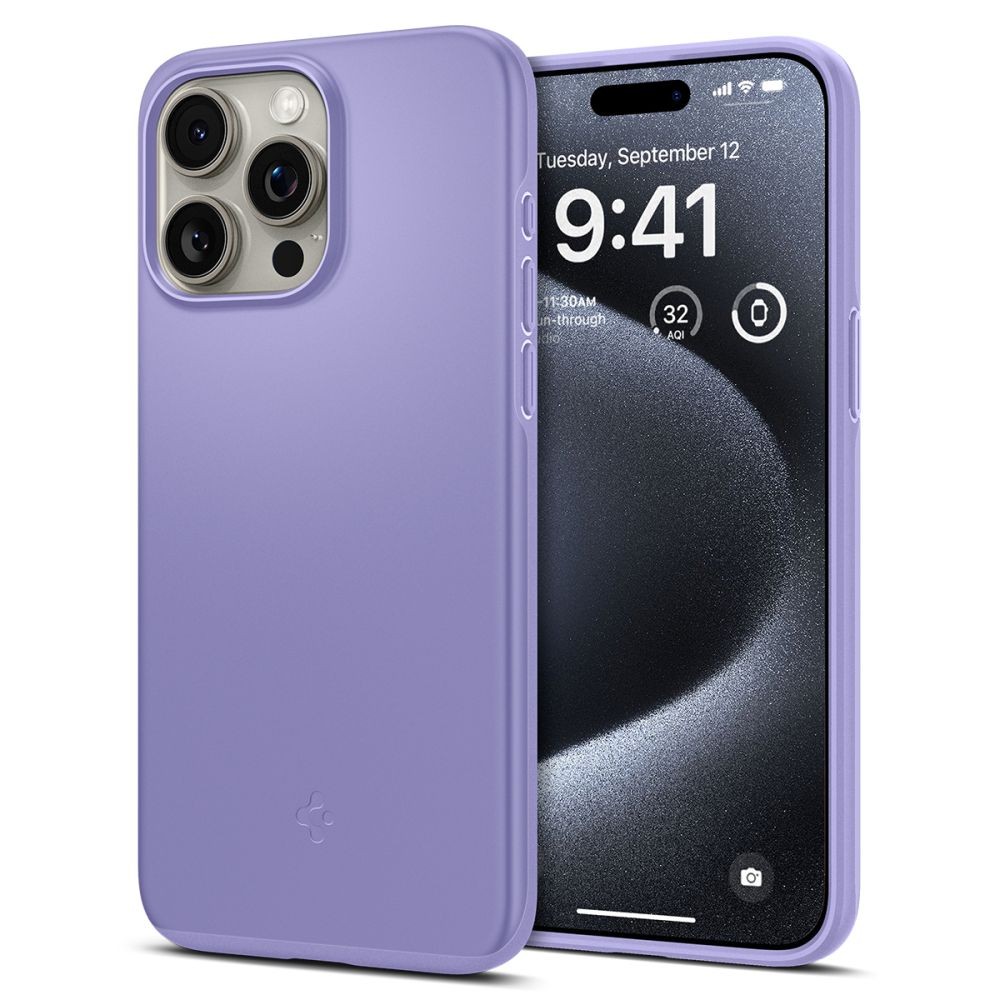 Alyvų spalvos dėklas "Spigen Thin Fit" telefonui iPhone 15 Pro