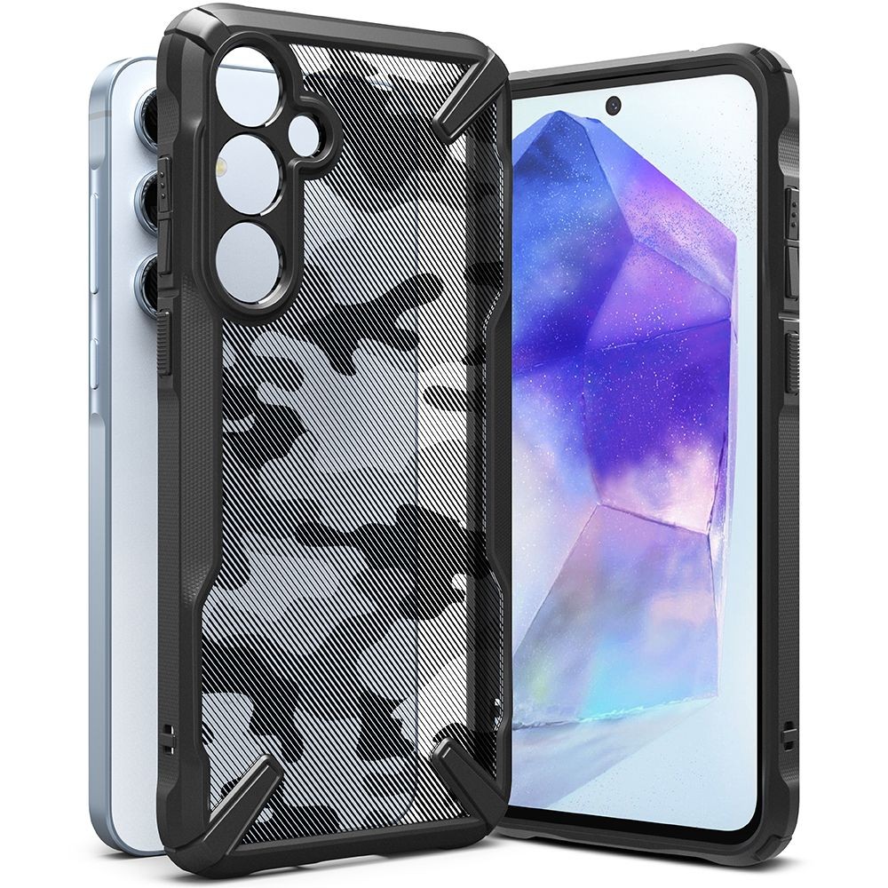 Juodais tvirtais kraštais dėklas "Ringke Fusion X Camo" telefonui Samsung Galaxy A55 5G