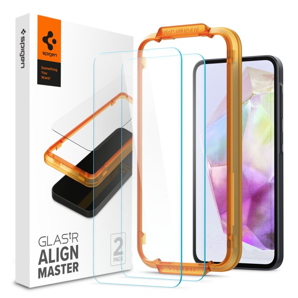 Apsauginis Stiklas Su Montavymo Rėmeliu "Spigen Alm Glas.Tr Slim 2-Pack" telefonui Samsung Galaxy A35 5G