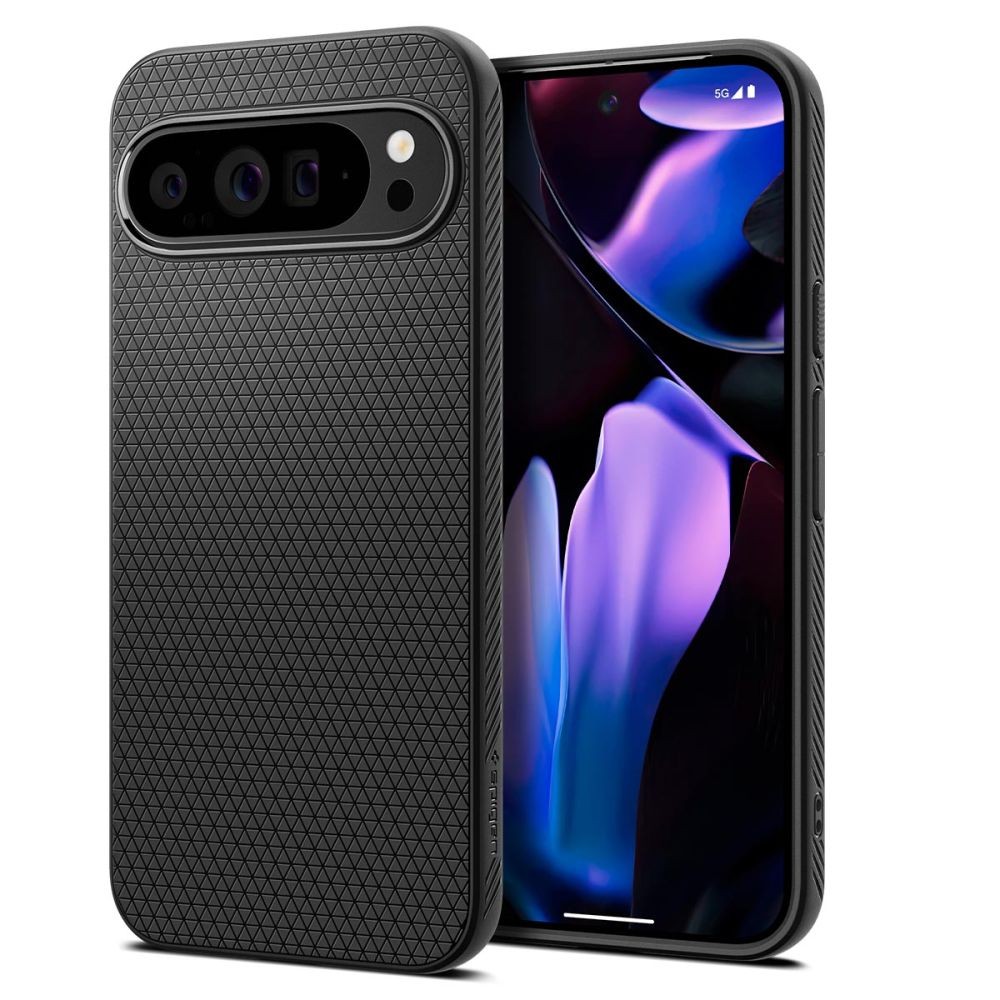 Juodas originalios tekstūros dėklas "Spigen Liquid Air" telefonui Google Pixel 9 Pro XL
