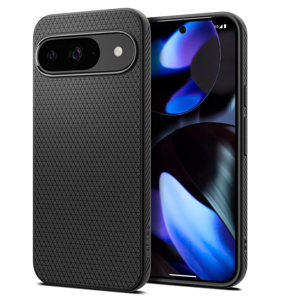 Juodas originalios tekstūros dėklas "Spigen Liquid Air" telefonui Google Pixel 9 / 9 Pro