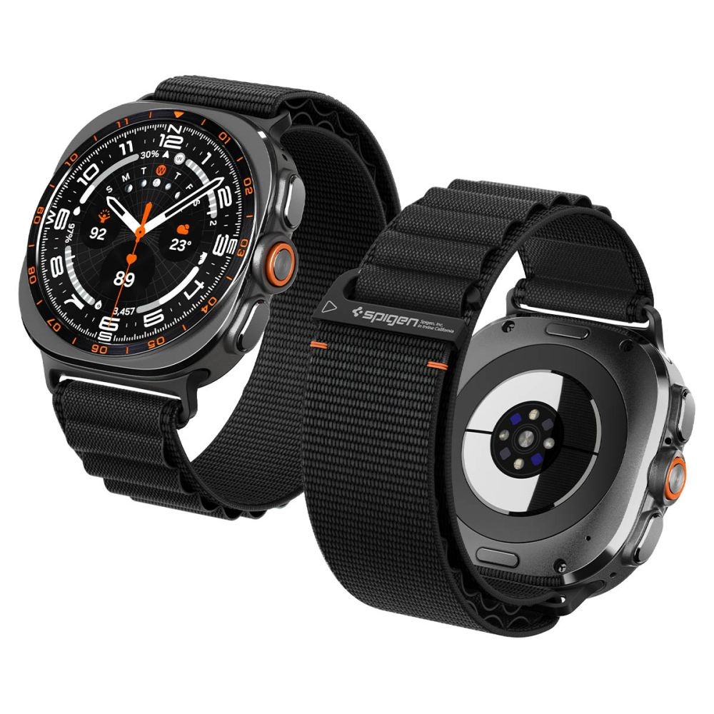 Juoda tekstilinė apyrankė "Spigen WBF1 Band" laikrodžiui Samsung Galaxy Watch ULTRA 1 / 2 2024-2026 (47 MM)