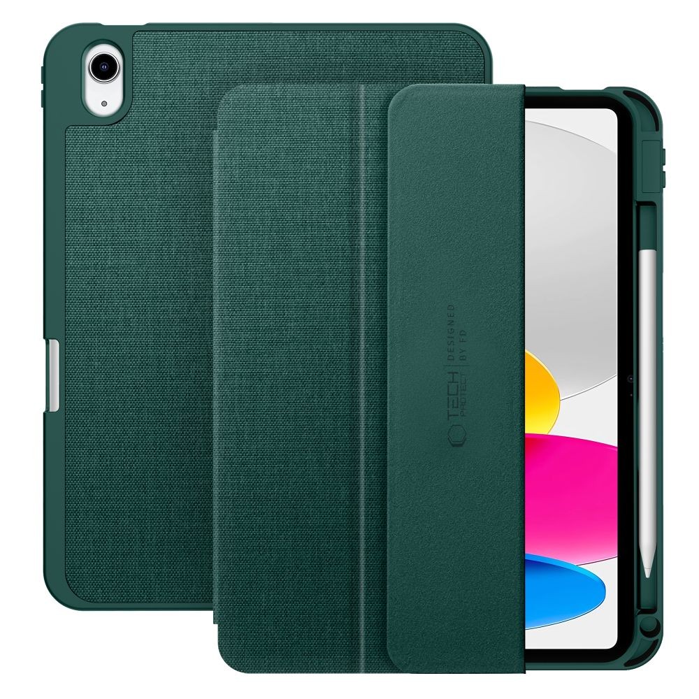 Žalias atverčiamas dėklas "Tech-Protect SC Pen Canvas" planšetei Apple iPad 10.9” 10 / 2022 / 11” 11 / 2025