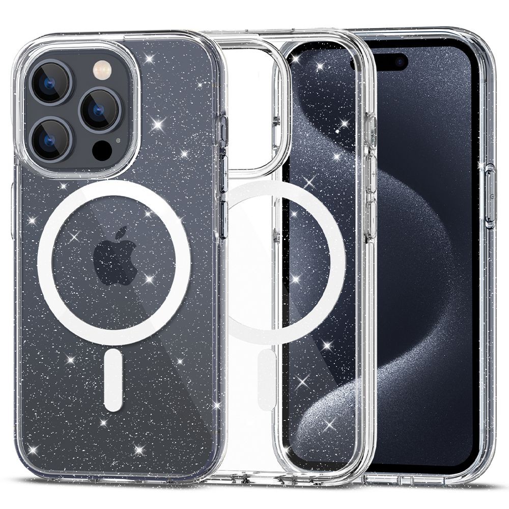 Skaidrus dėklas su blizgučiais "Tech-Protect Flexair Hybrid Magsafe" telefonui iPhone 15 Pro Max