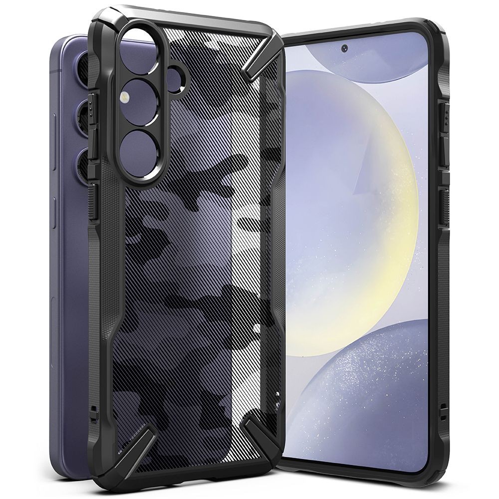Juodais tvirtais kraštais dėklas "Ringke Fusion X Camo" telefonui Samsung Galaxy S24 Plus
