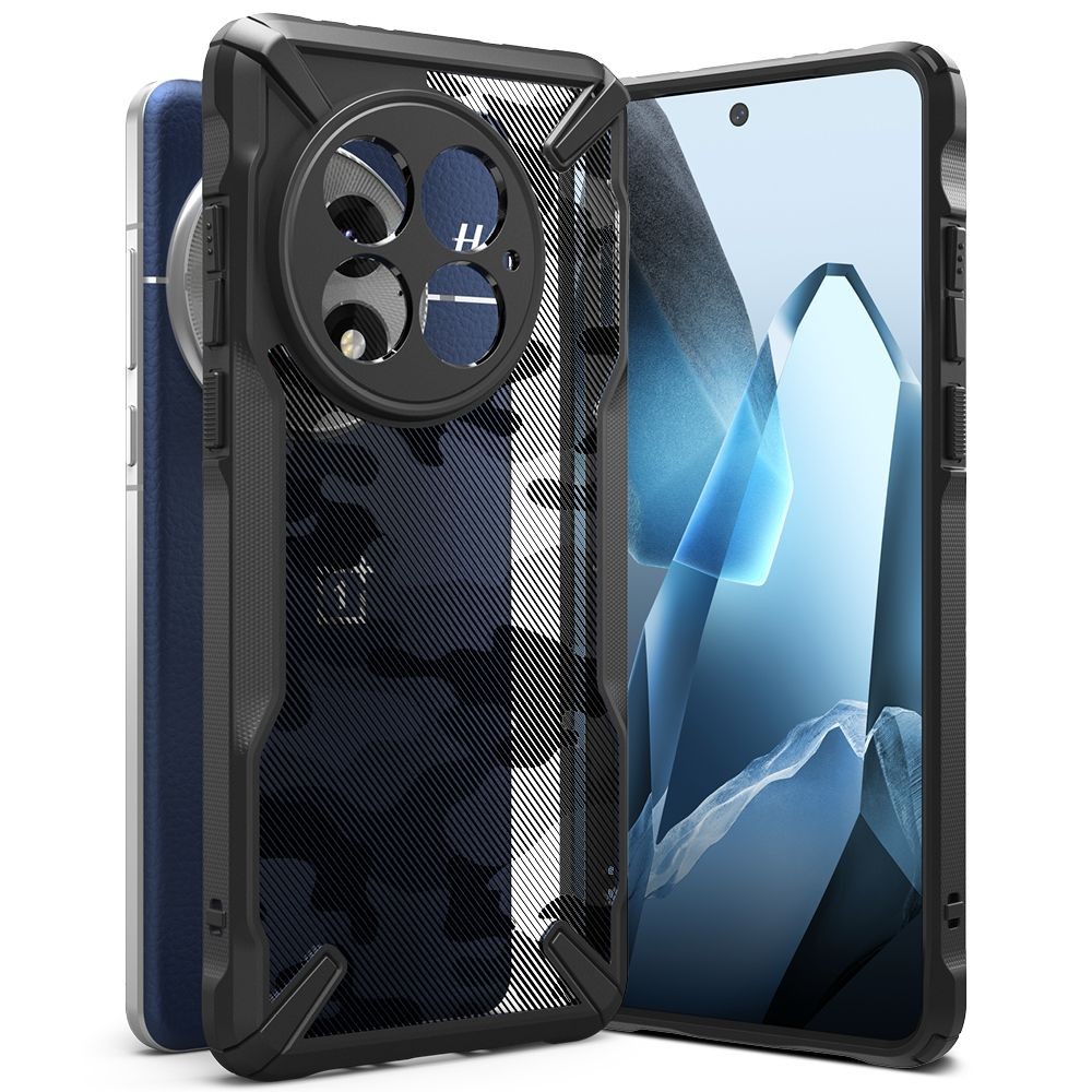 Juodais tvirtais kraštais dėklas "Ringke Fusion X Camo" telefonui OnePlus 13