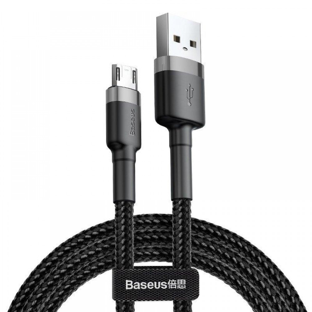 USB kabelis Baseus Cafule microUSB 2.0m 1.5A pilkas-juodas CAMKLF-CG1