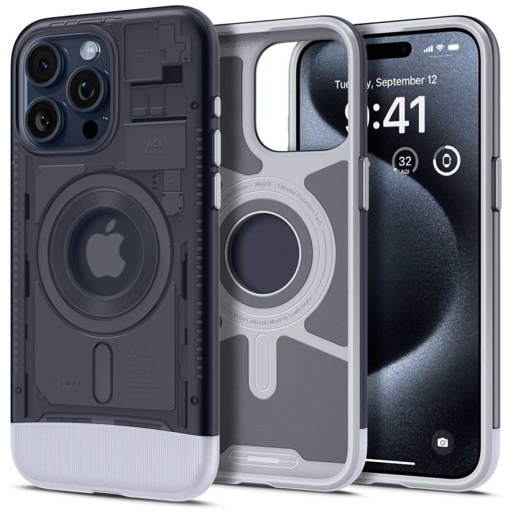 Išskirtinio dizaino dėklas "Spigen Classic C1 Mag Magsafe" telefonui iPhone 15 Pro
