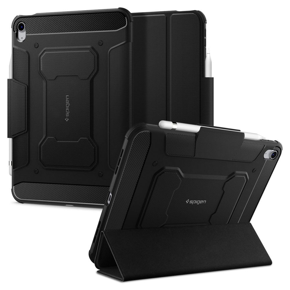 Juodas tekstūrinis dėklas "Spigen Rugged Armor Pro" planšetei Ipad 10.9 10 / 2022