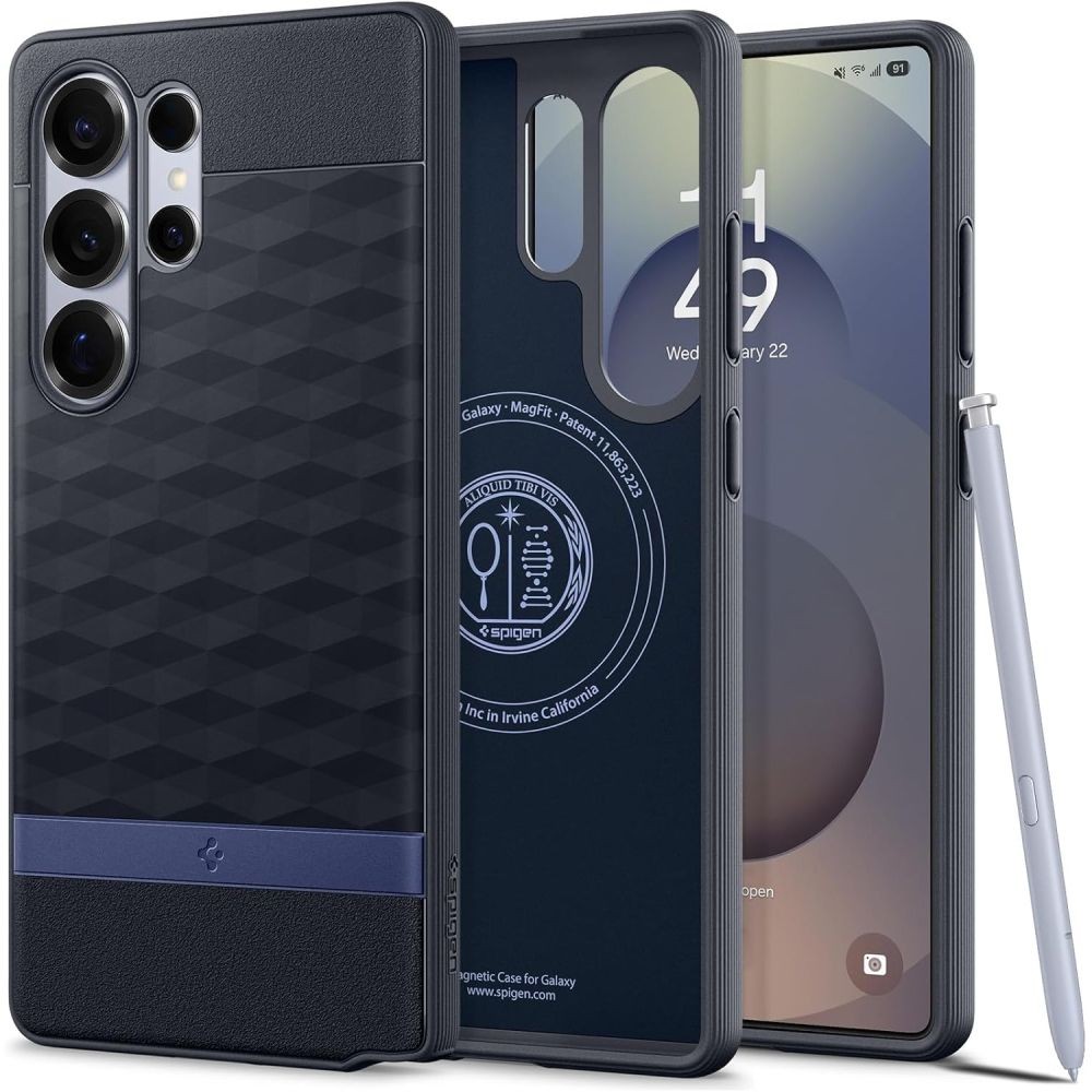 Bordo spalvos 3D dizaino dėklas "Spigen Parallax Mag Magsafe" telefonui Samsung Galaxy S25 Ultra