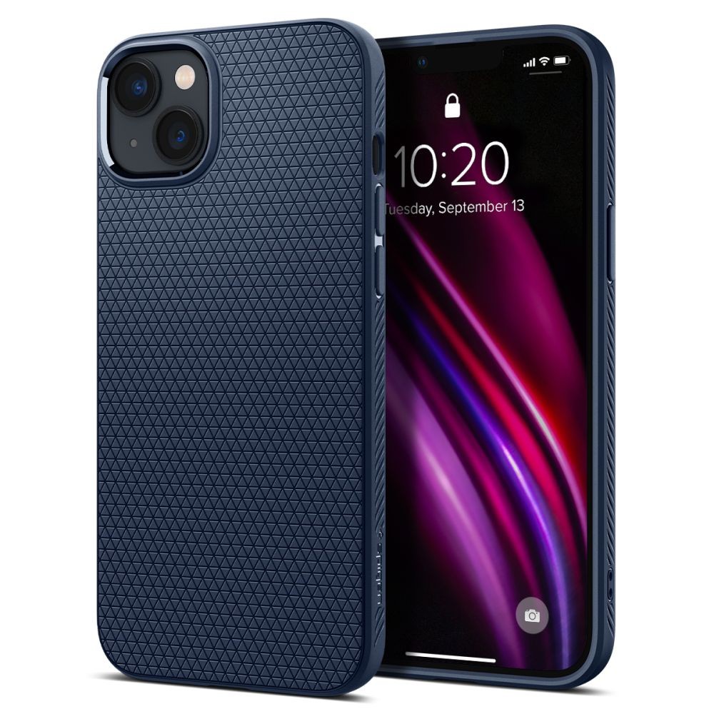 Mėlynas originalios tekstūros dėklas "Spigen Liquid Air" telefonui iPhone 14 