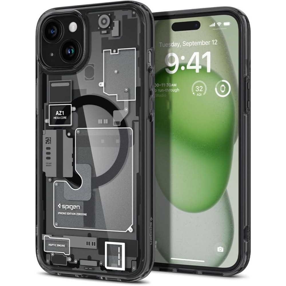 Išskirtinio dizaino dėklas "Spigen Ultra Hybrid Mag Magsafe Zero One" telefonui iPhone 15