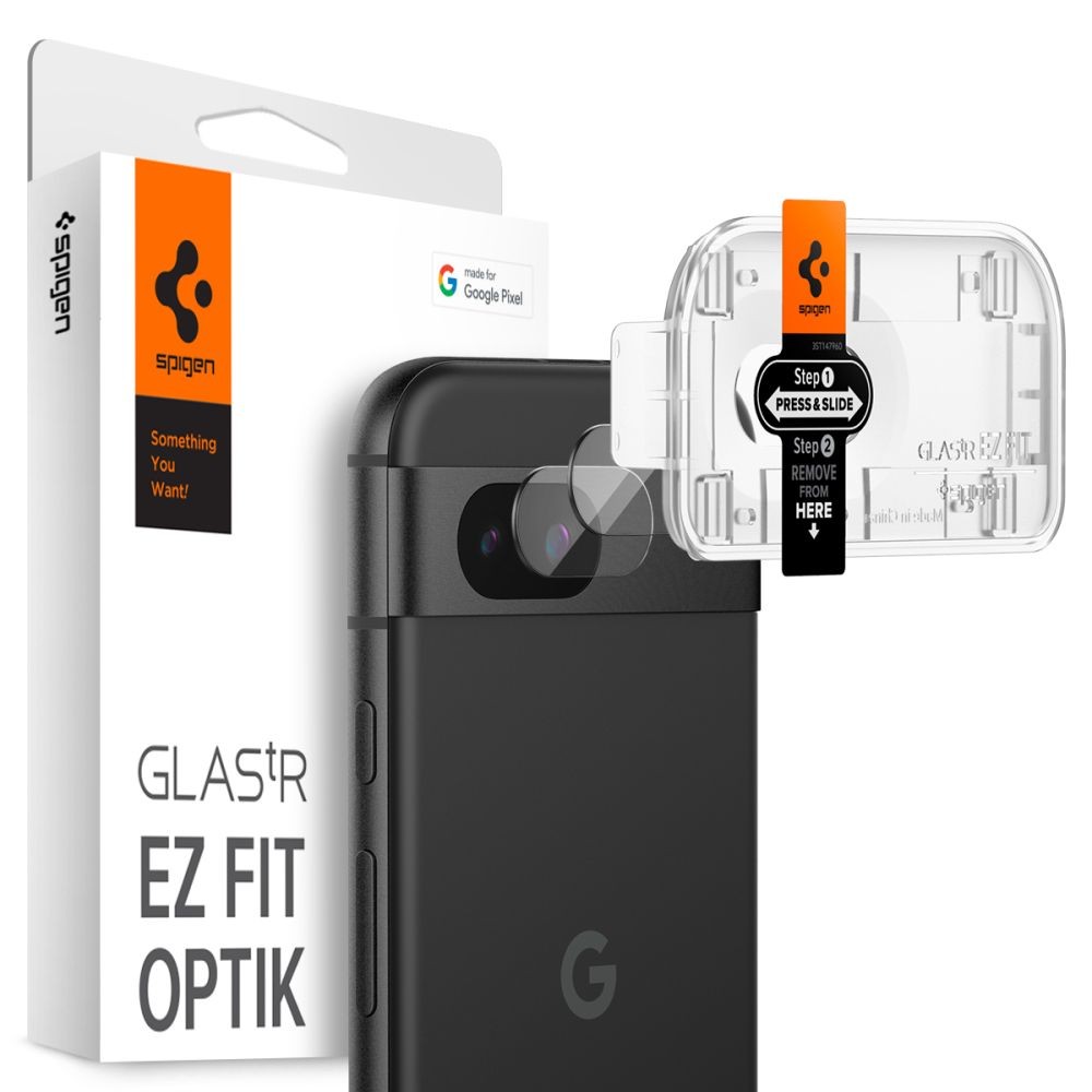 Juodos spalvos kameros apsauga "Spigen Optik.Tr Ez Fit Camera Protector" (2vnt.) telefonui Google Pixel 8A