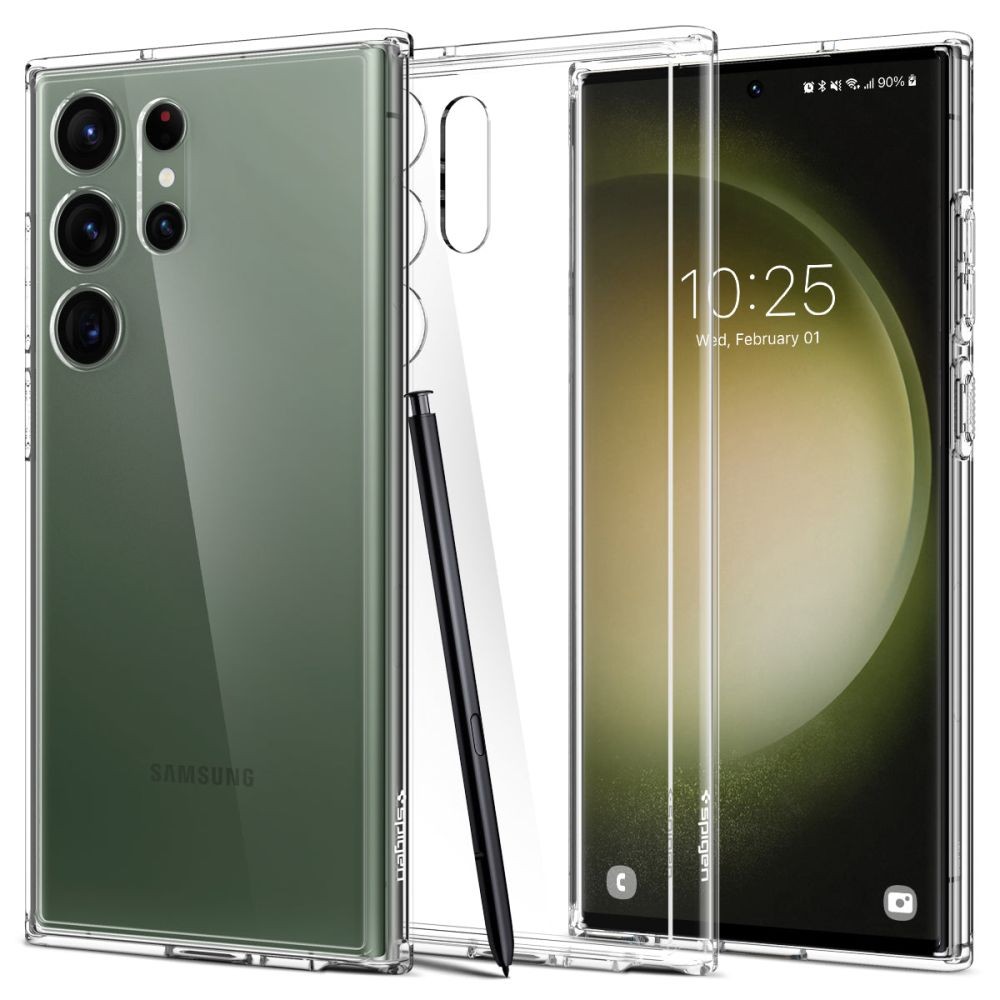 Skystųjų kristalų skaidrus dėklas "Spigen Ultra Hybrid Crystal Clear" telefonui Galaxy S23 Ultra