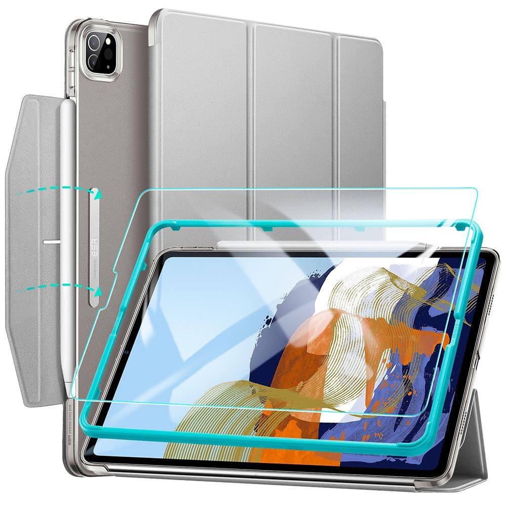  „ESR ASCEND Trifold“ dėklas + grūdinto stiklo ekrano apsauga, skirta „iPad Pro 11 2021“ Pilkas