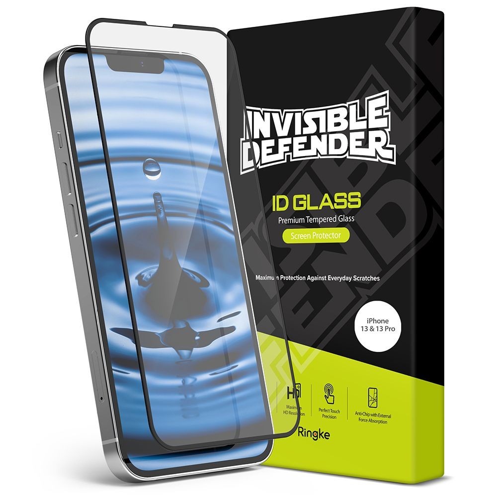 Apsauginis grūdintas stiklas juodais kraštais Ringke "ID Glass" telefonui iPhone 13 / 13 Pro