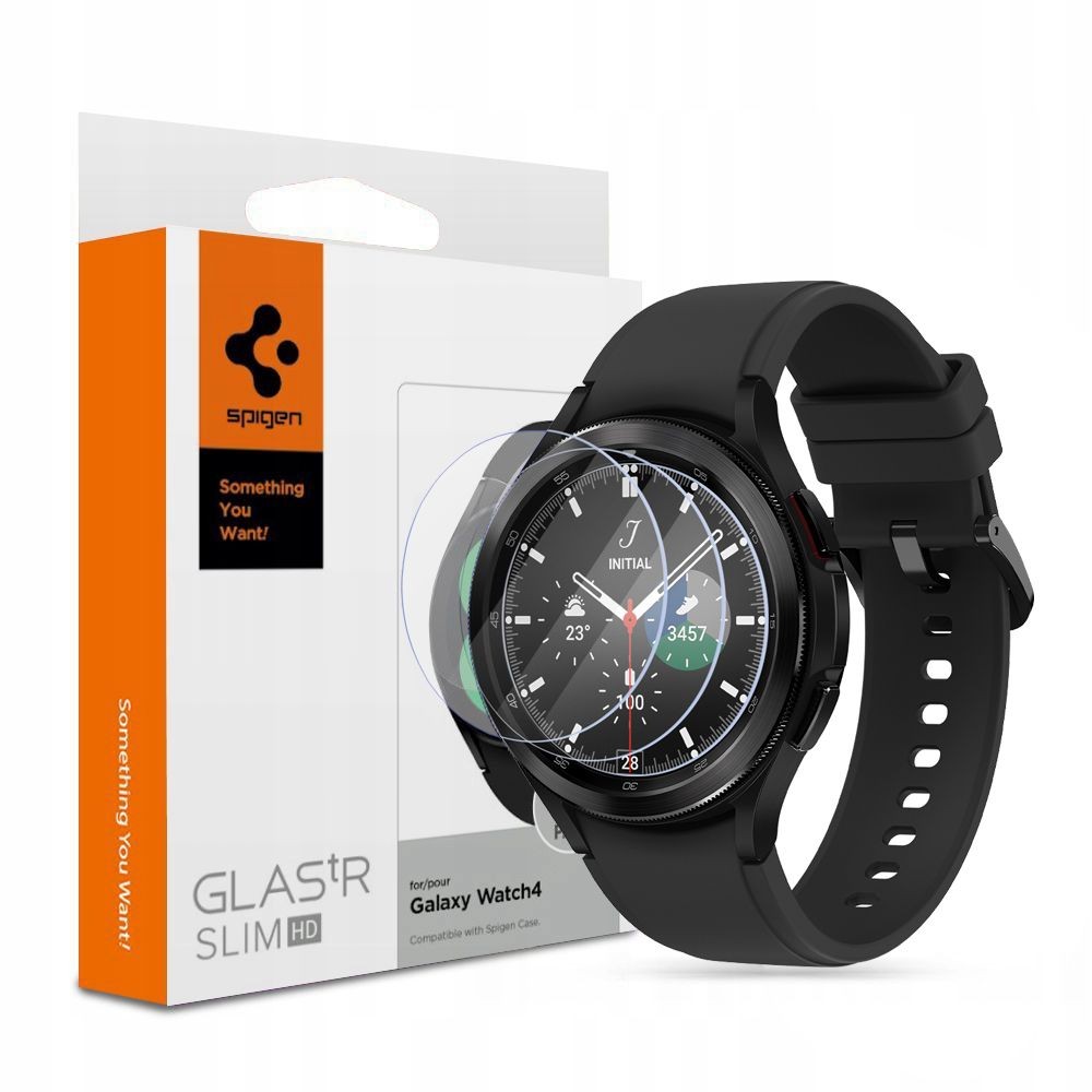 Skaidrus apsauginis grūdintas stiklas Spigen "Glas.Tr Slim" 3vnt laikrodžiui Samsung Watch 4 Classic (46MM)