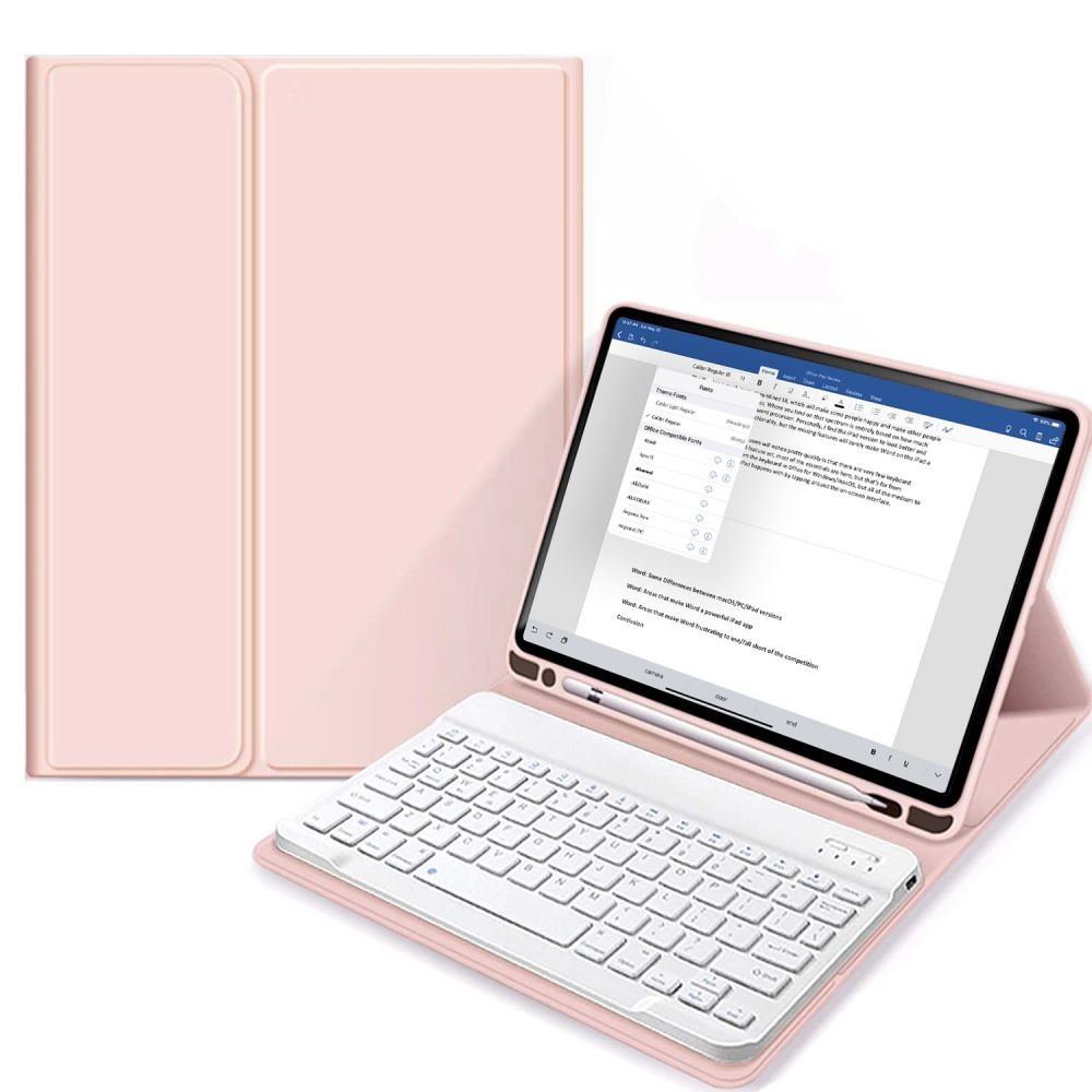 Rožinis atverčiamas dėklas su klaviatūra TECH-PROTECT SC PEN + KEYBOARD skirtas iPad 10.2 2019 / 2020 / 2021
