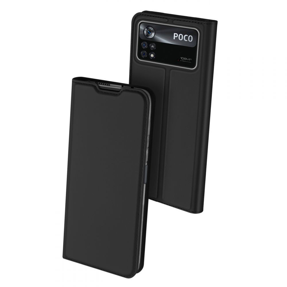 Juodas atverčiamas dėklas Dux Ducis "Skin Pro" telefonui Xiaomi Poco X4 PRO 5G